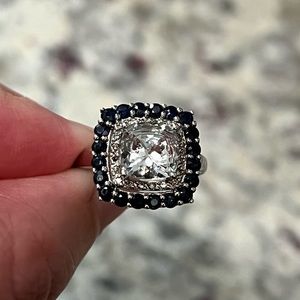 White gold beautiful sapphire ring size 8 gently used